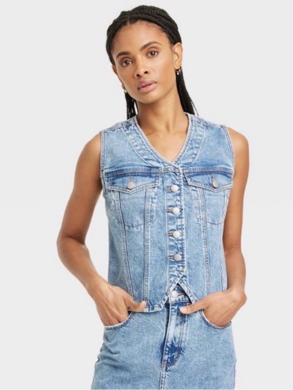 Universal Thread Women's Denim Vest Light Blue Denim Vest Size S